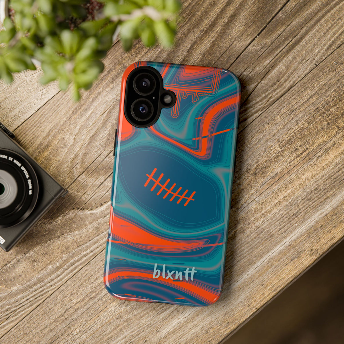 Aqua & Orange Trippy Football Phone Case