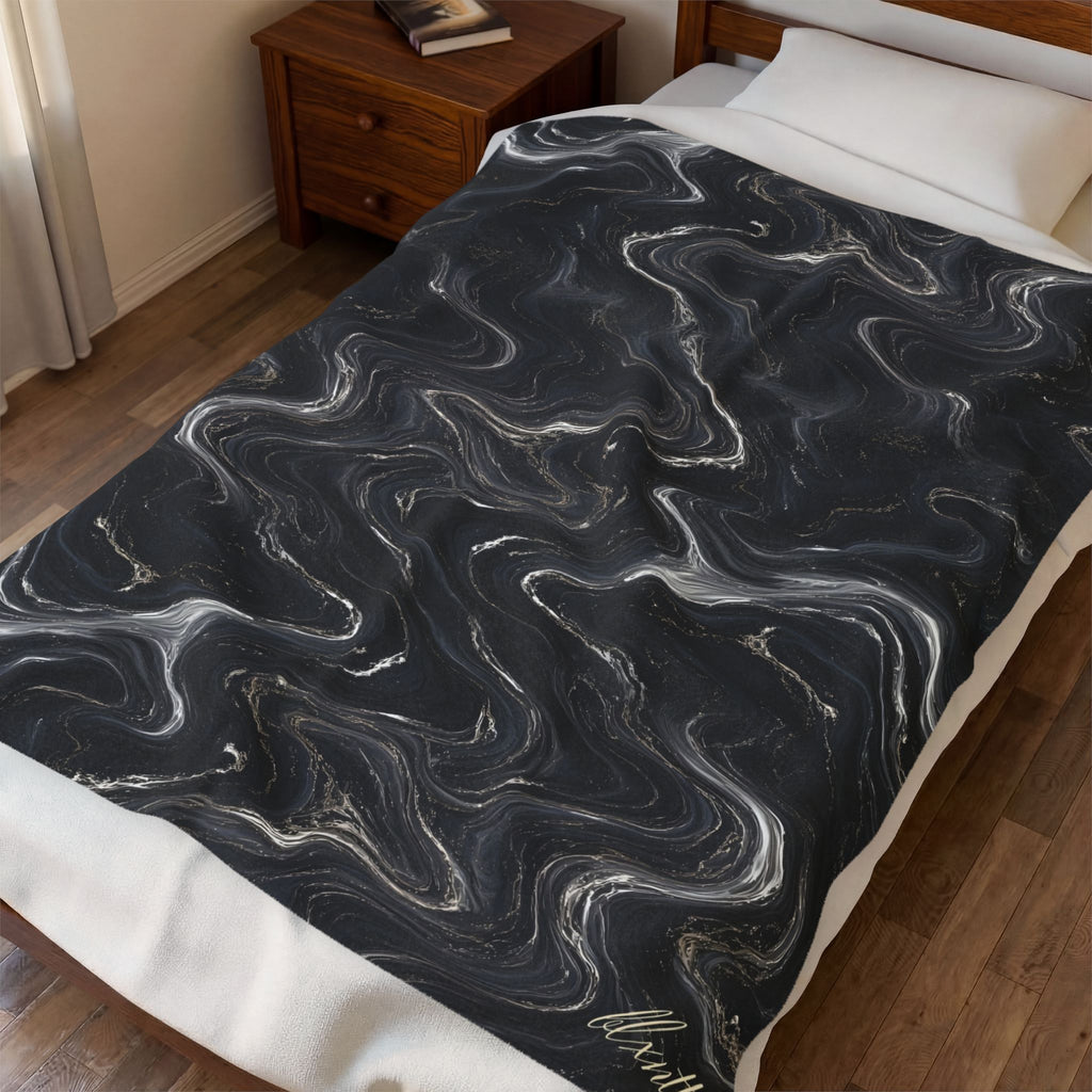 Black & Silver Marble Blanket