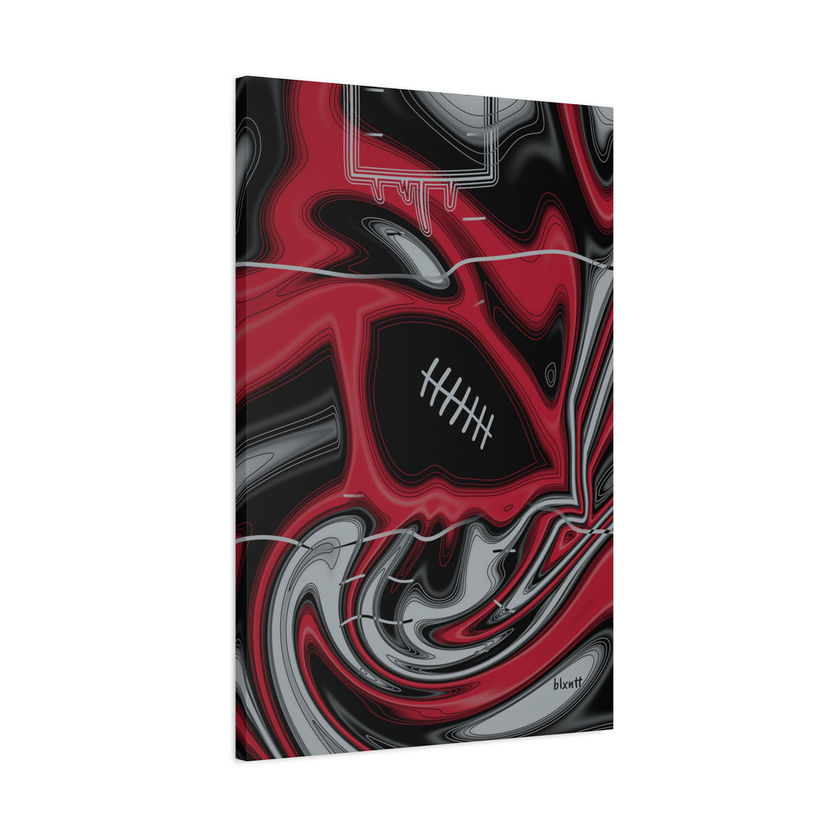 Red, Black & Silver Trippy Football Canvas