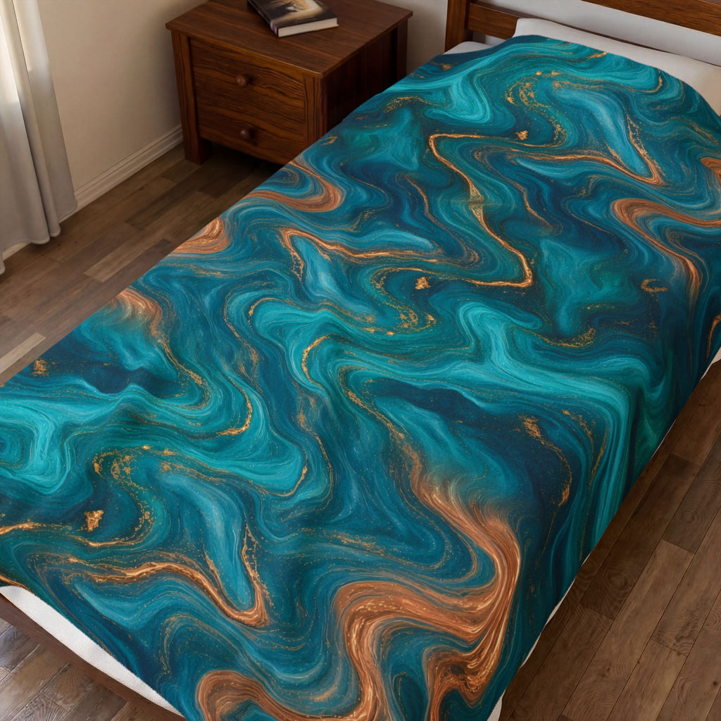 Turquoise & Copper Marble Blanket