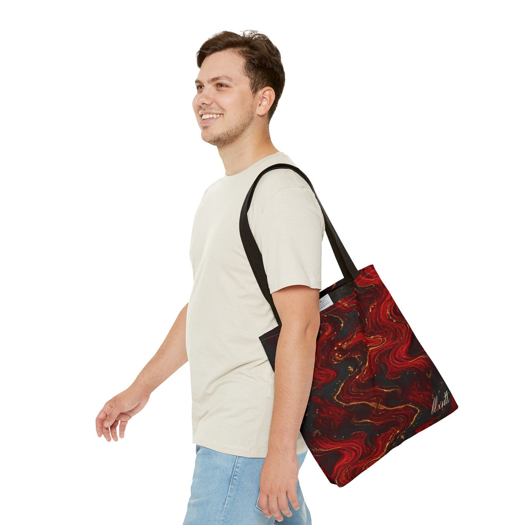 Red & Black Marble Tote Bag