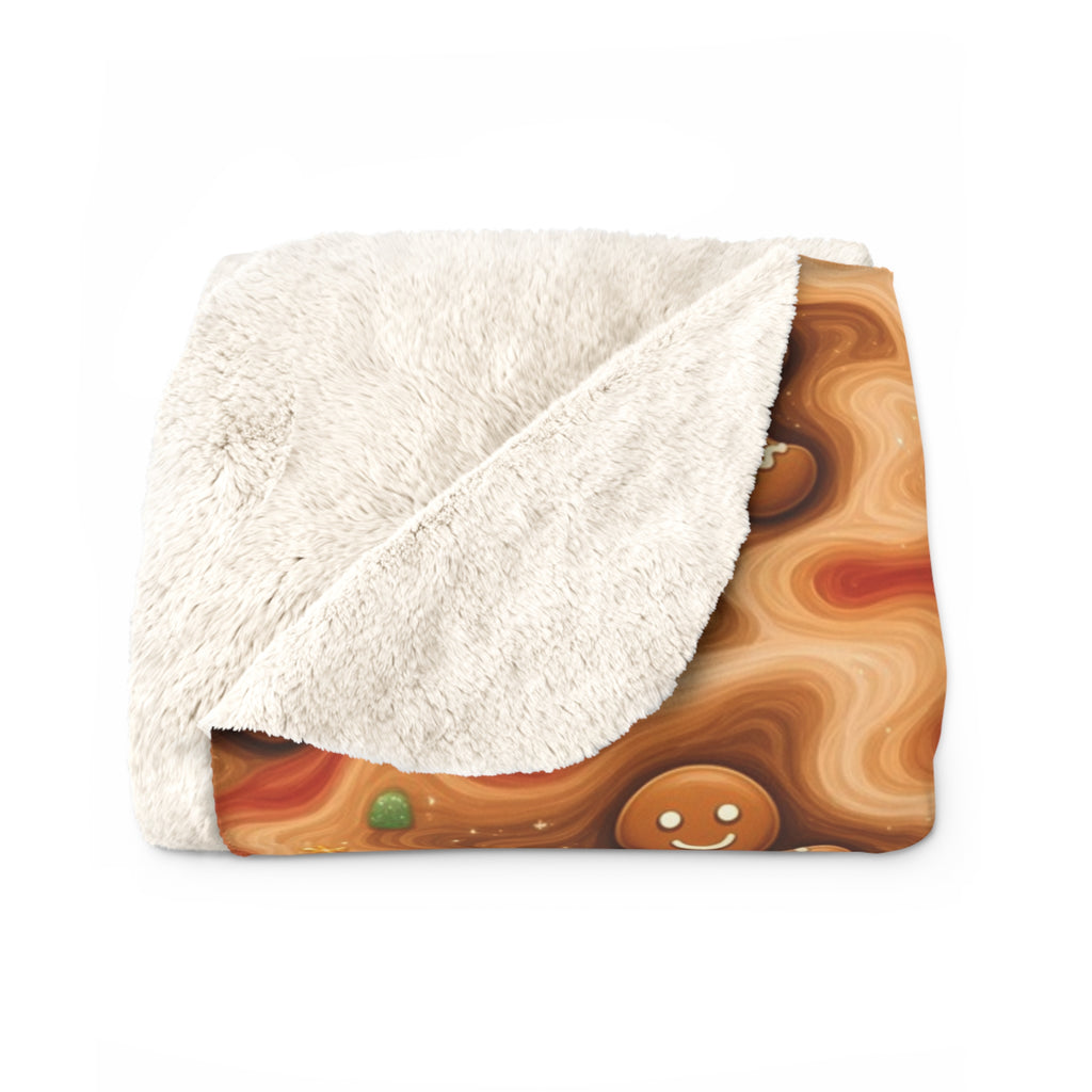 Gingerbread Trippy Christmas Sherpa Blanket