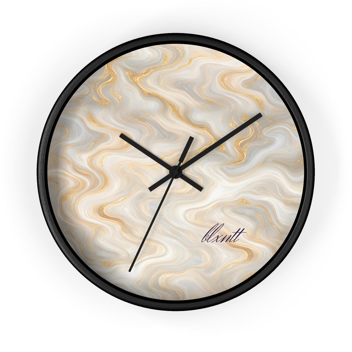 White & Gold Marble Wall Clock