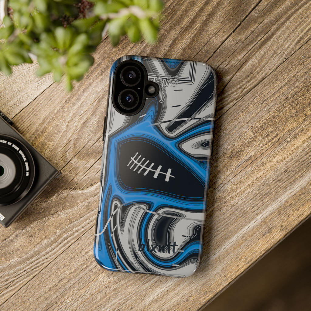 Sky Blue, Black & Silver Trippy Football Phone Case