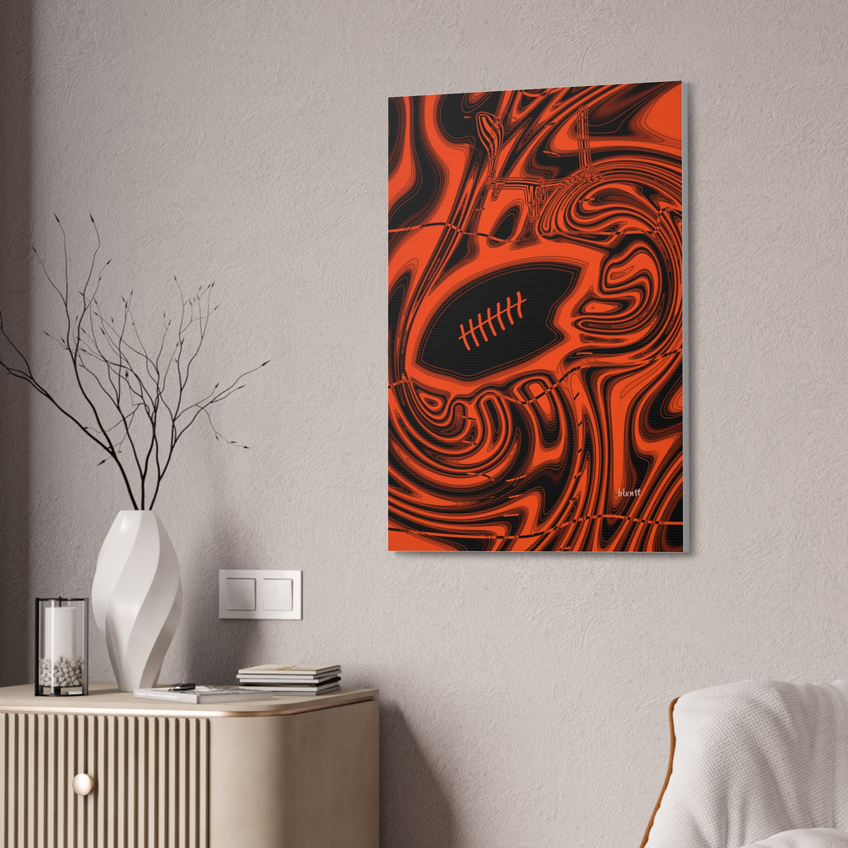 Orange & Black Trippy Football Glossy Canvas