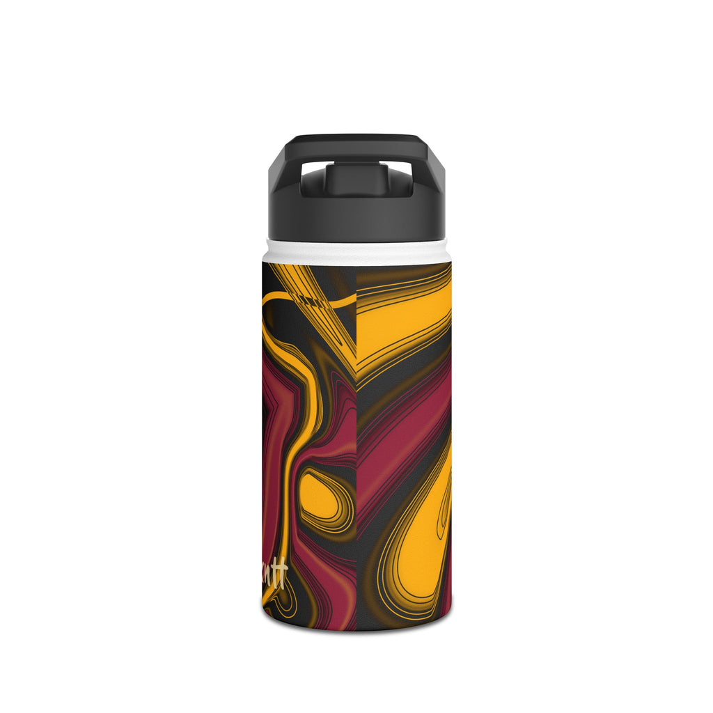 Cardinal Red, Black & Gold Trippy Football Water Bottle