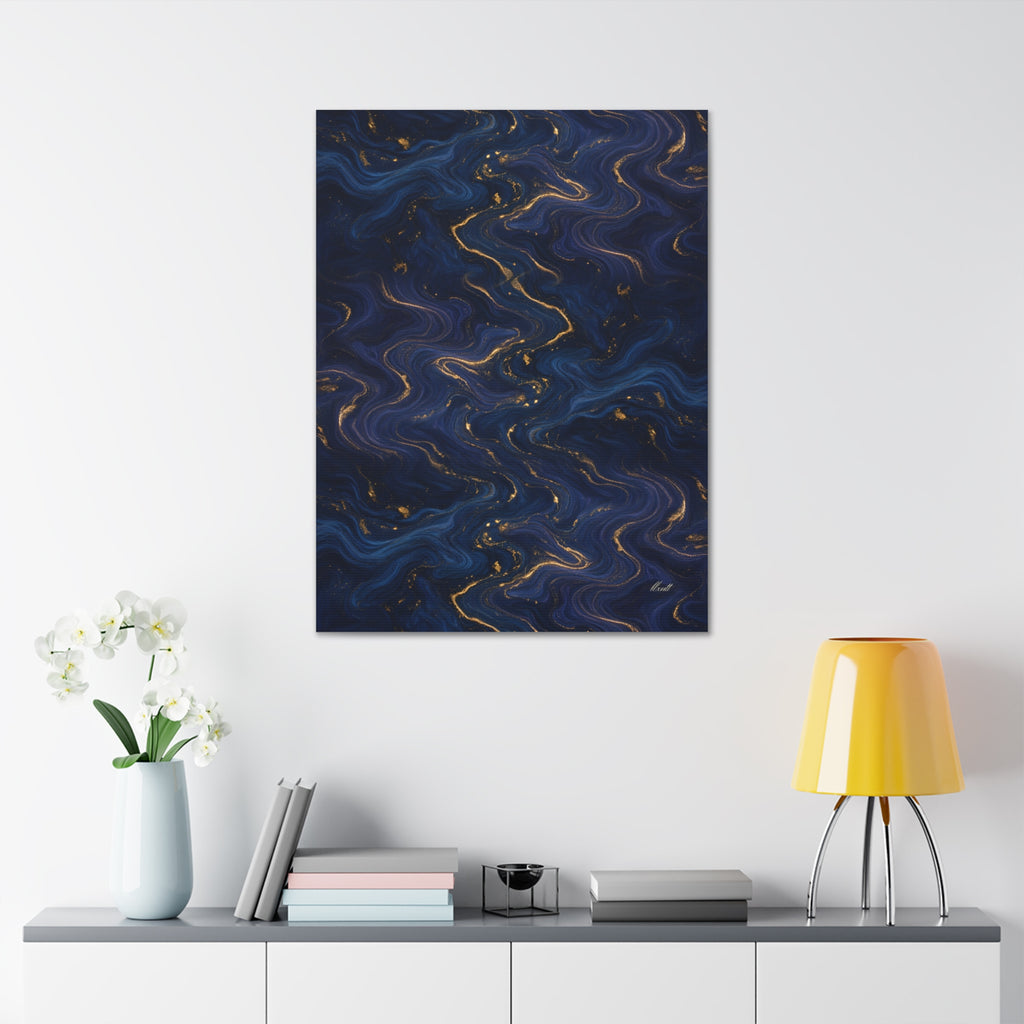 Navy & Gold Marble Glossy Canvas