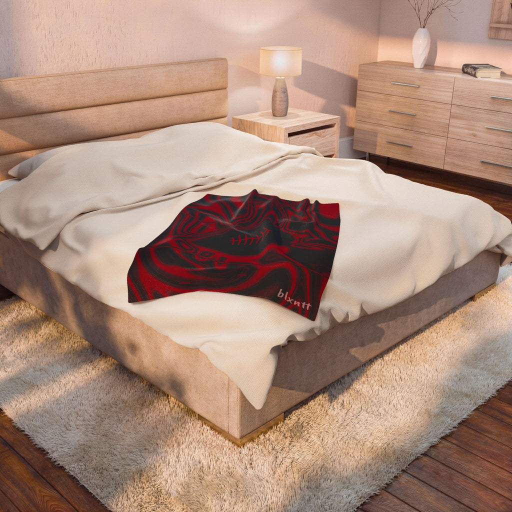 Midnight Navy & Red Trippy Football Blanket