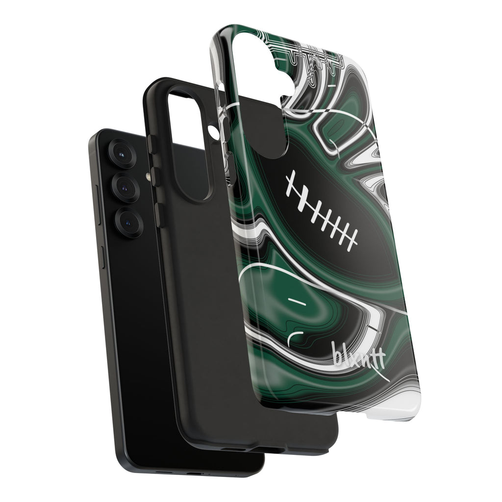 Hunter Green & White Trippy Football Phone Case