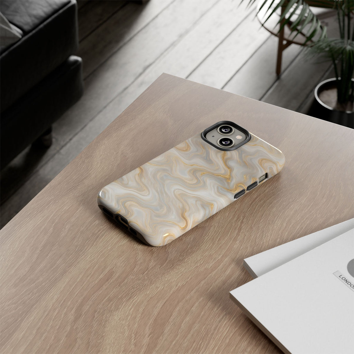 White & Gold Marble Phone Case