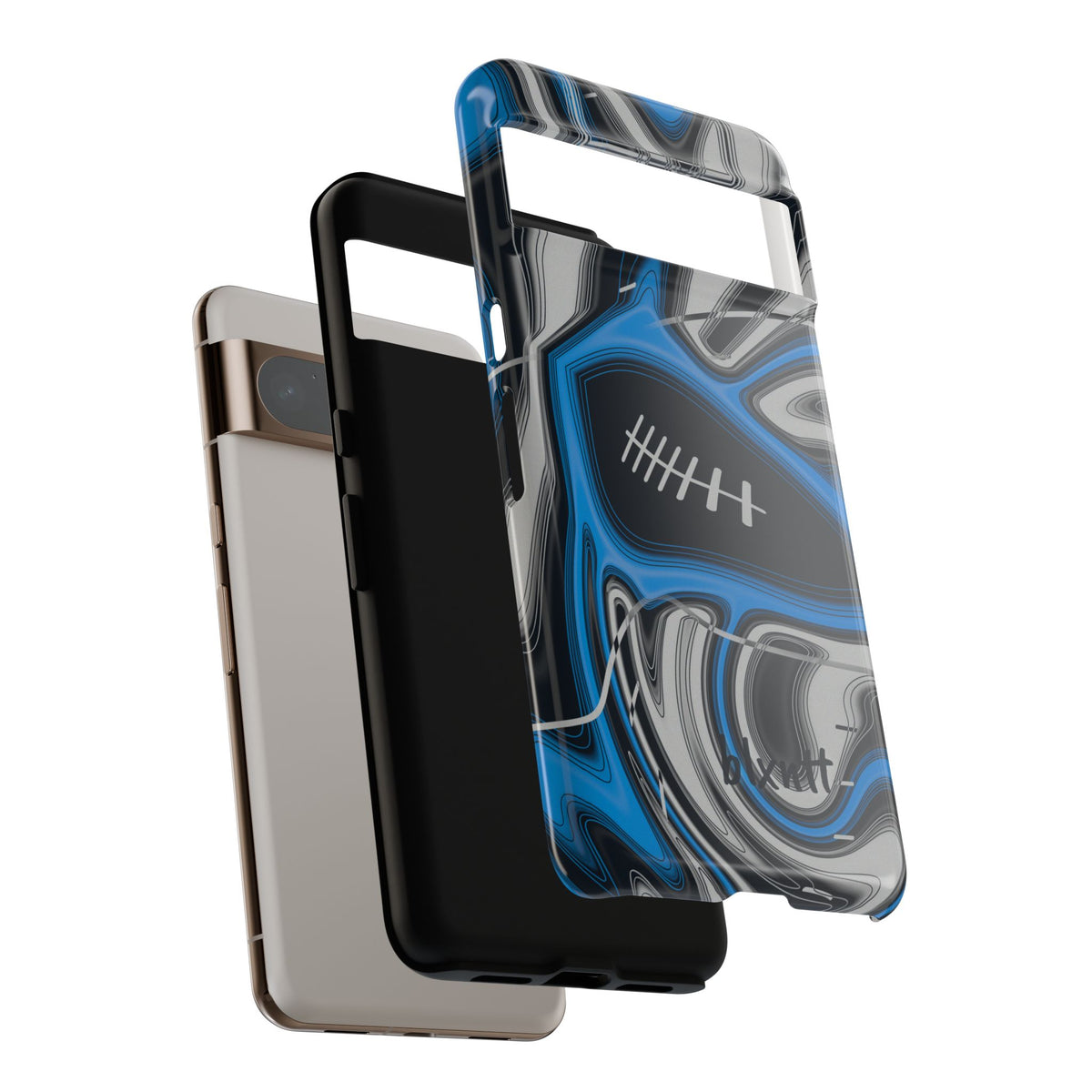 Sky Blue, Black & Silver Trippy Football Phone Case