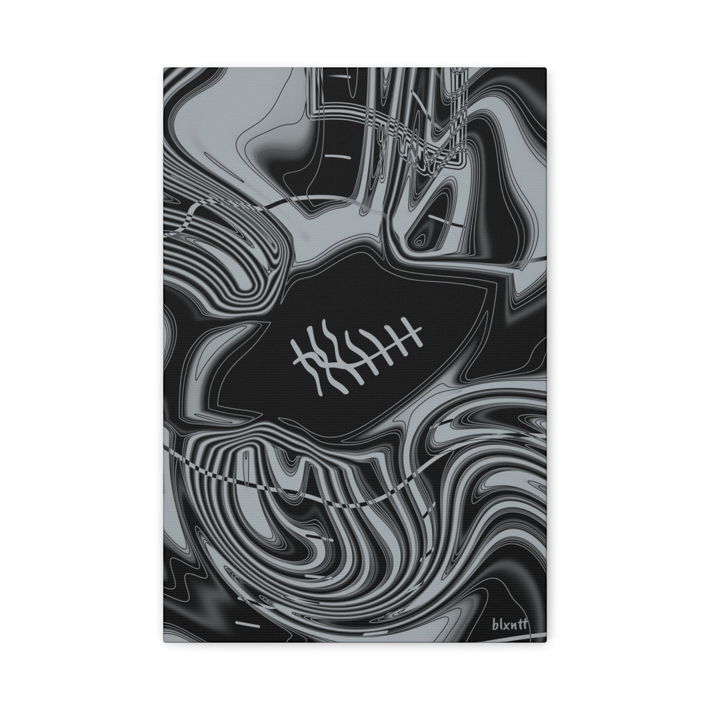 Black & Silver Trippy Football Canvas