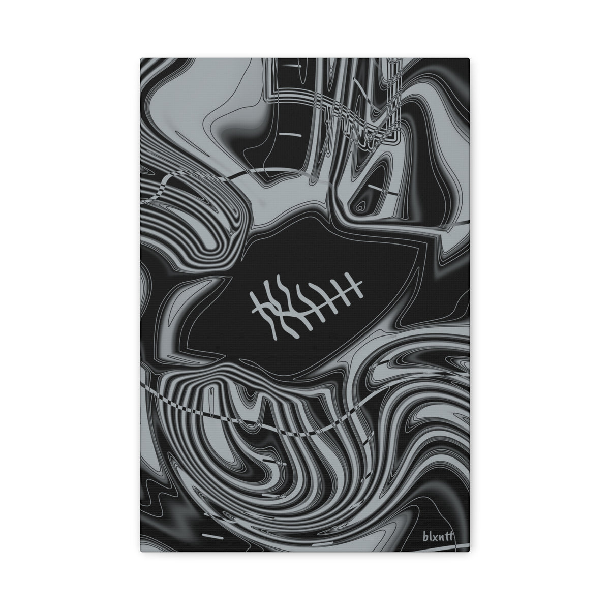 Black & Silver Trippy Football Canvas