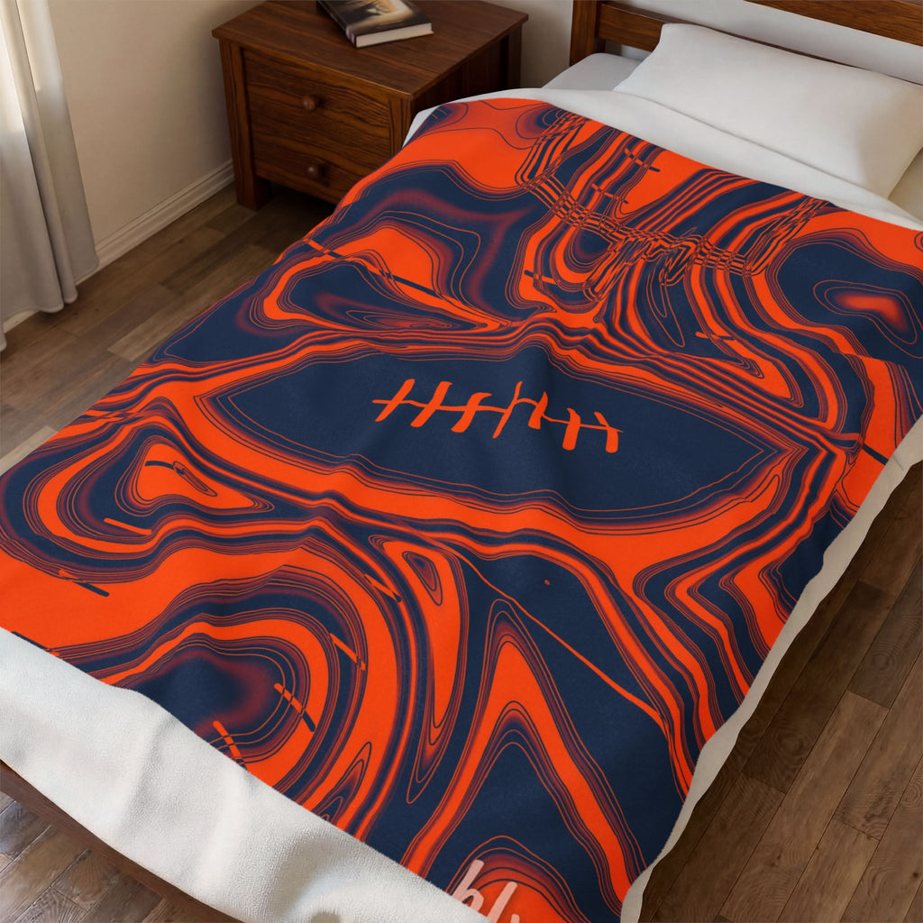Orange & Navy Trippy Football Blanket