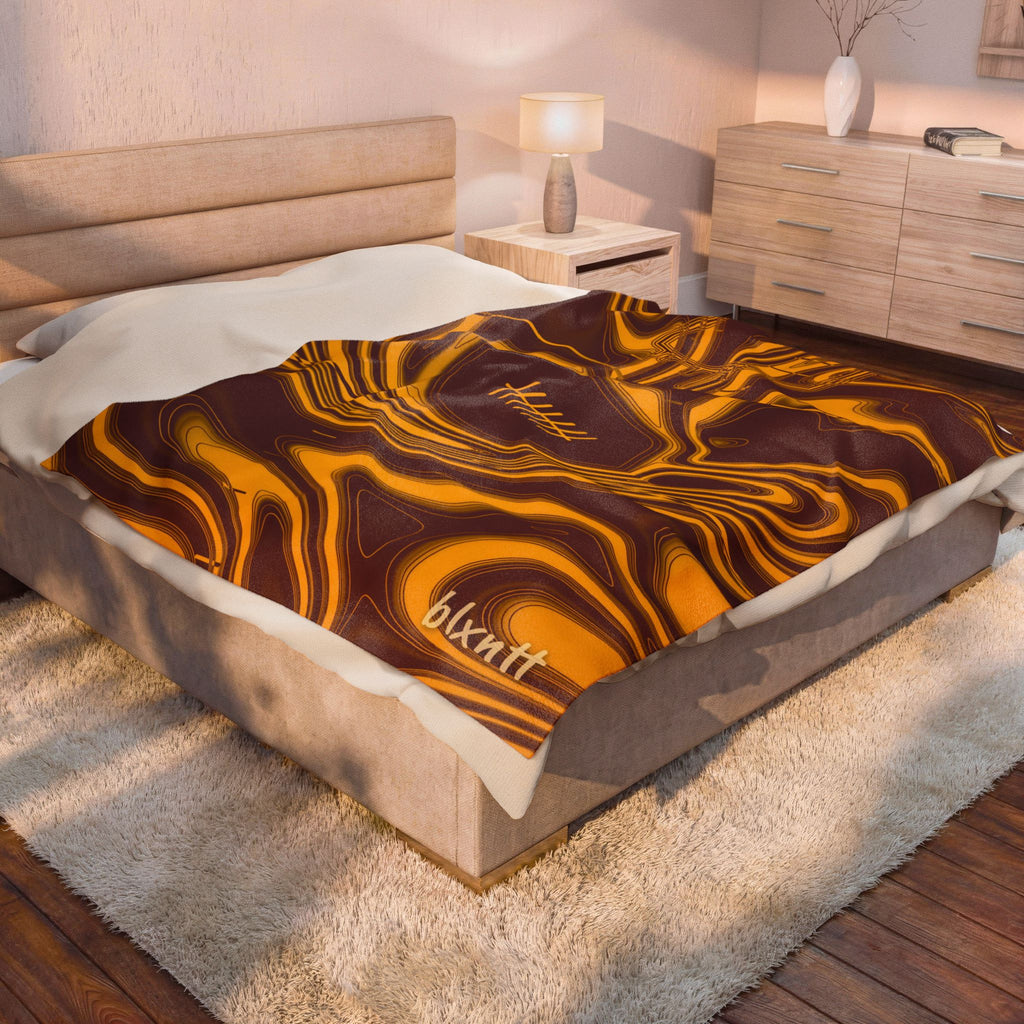 Burgundy & Gold Trippy Football Blanket