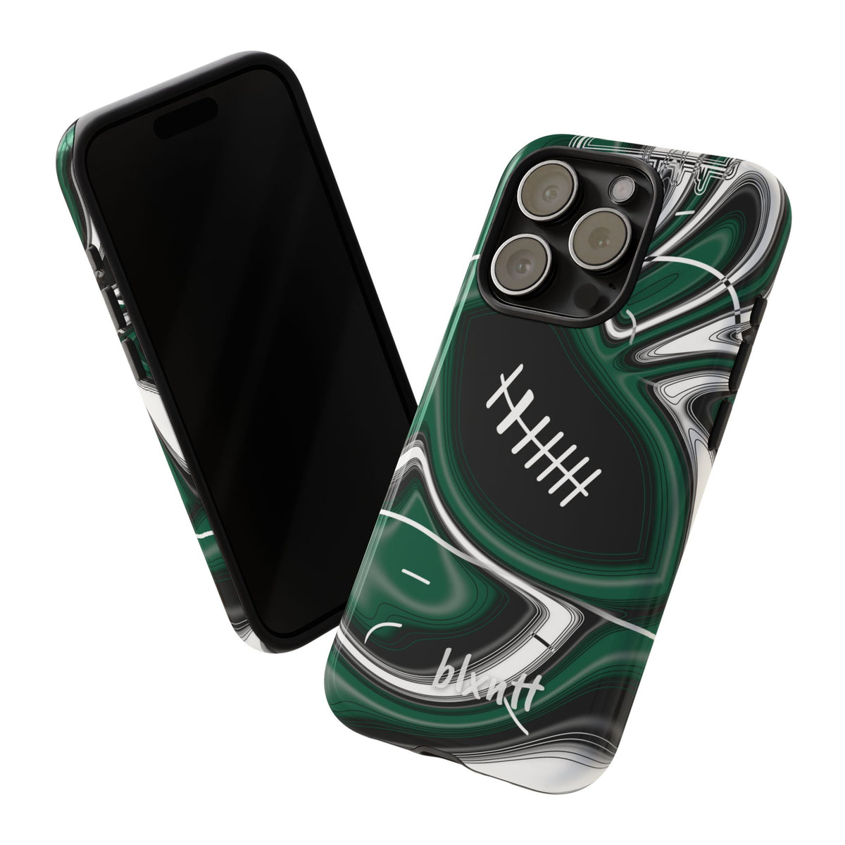 Hunter Green & White Trippy Football Phone Case