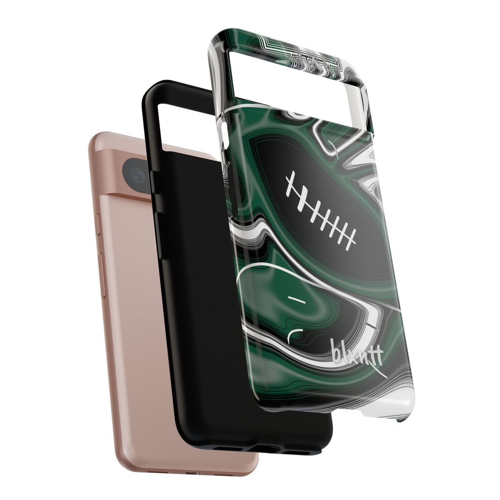Hunter Green & White Trippy Football Phone Case