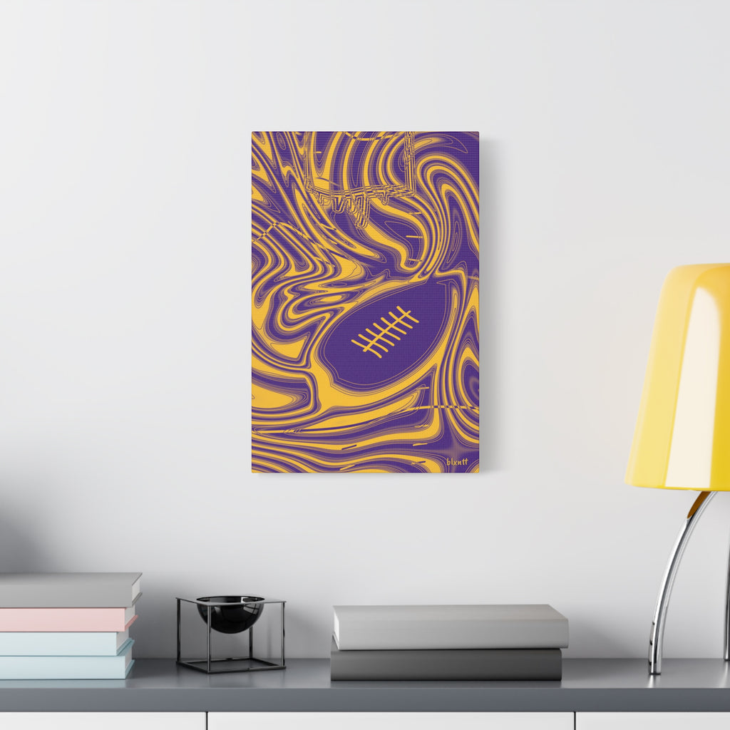 Purple & Gold Trippy Football Canvas