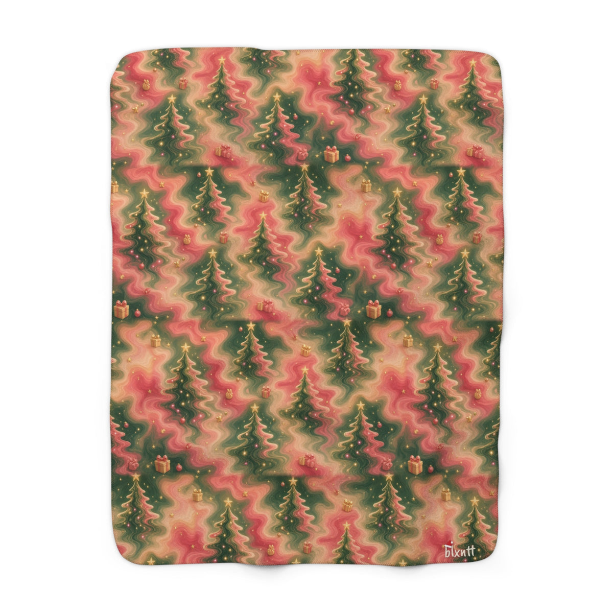 Trees Trippy Christmas Sherpa Blanket