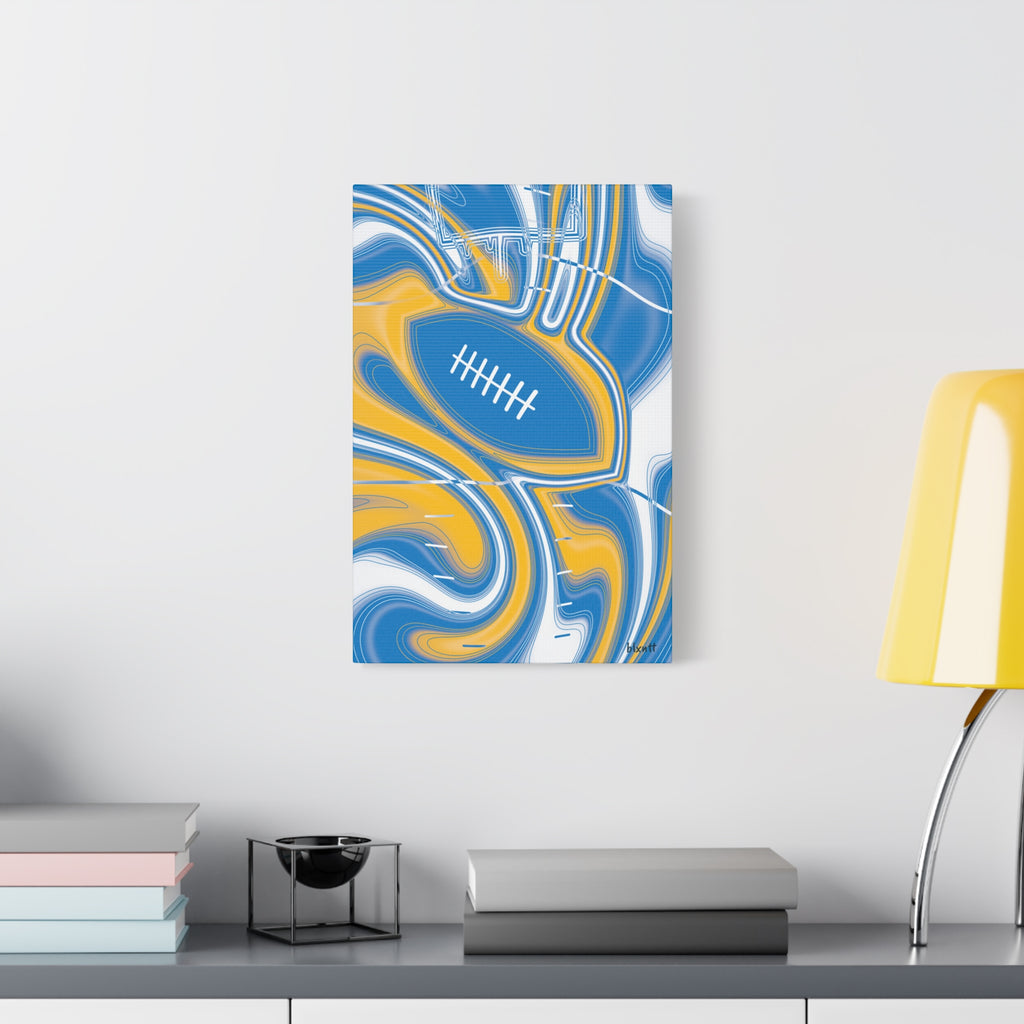 Powder Blue & Gold Trippy Football Canvas