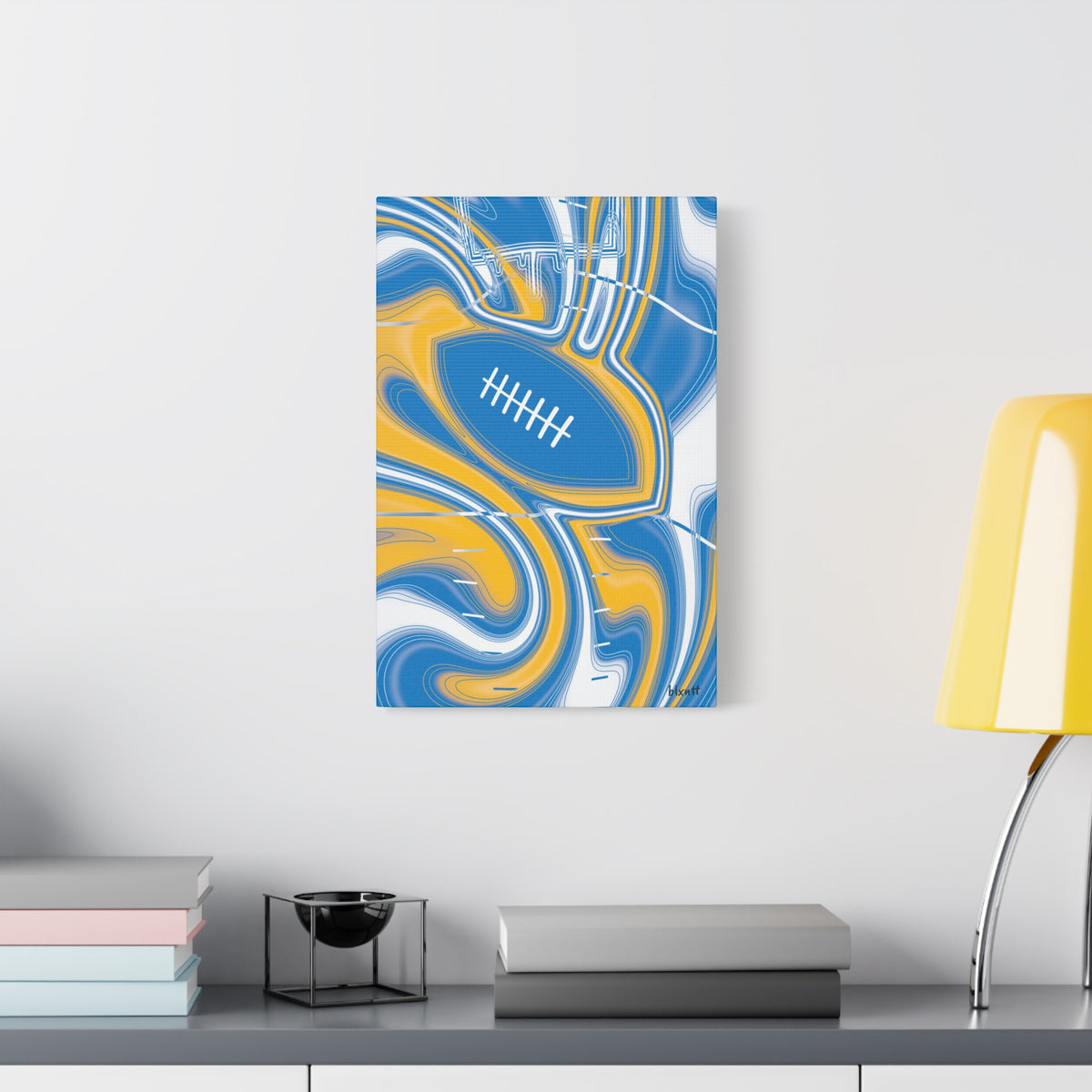 Powder Blue & Gold Trippy Football Canvas