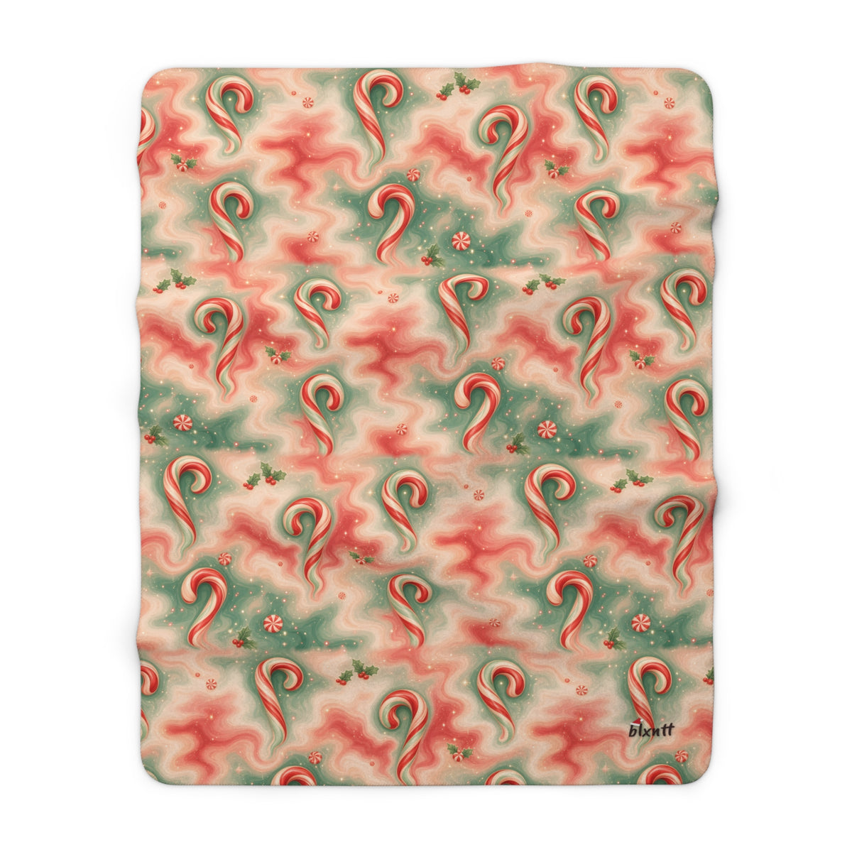 Candy Cane Trippy Christmas Sherpa Blanket