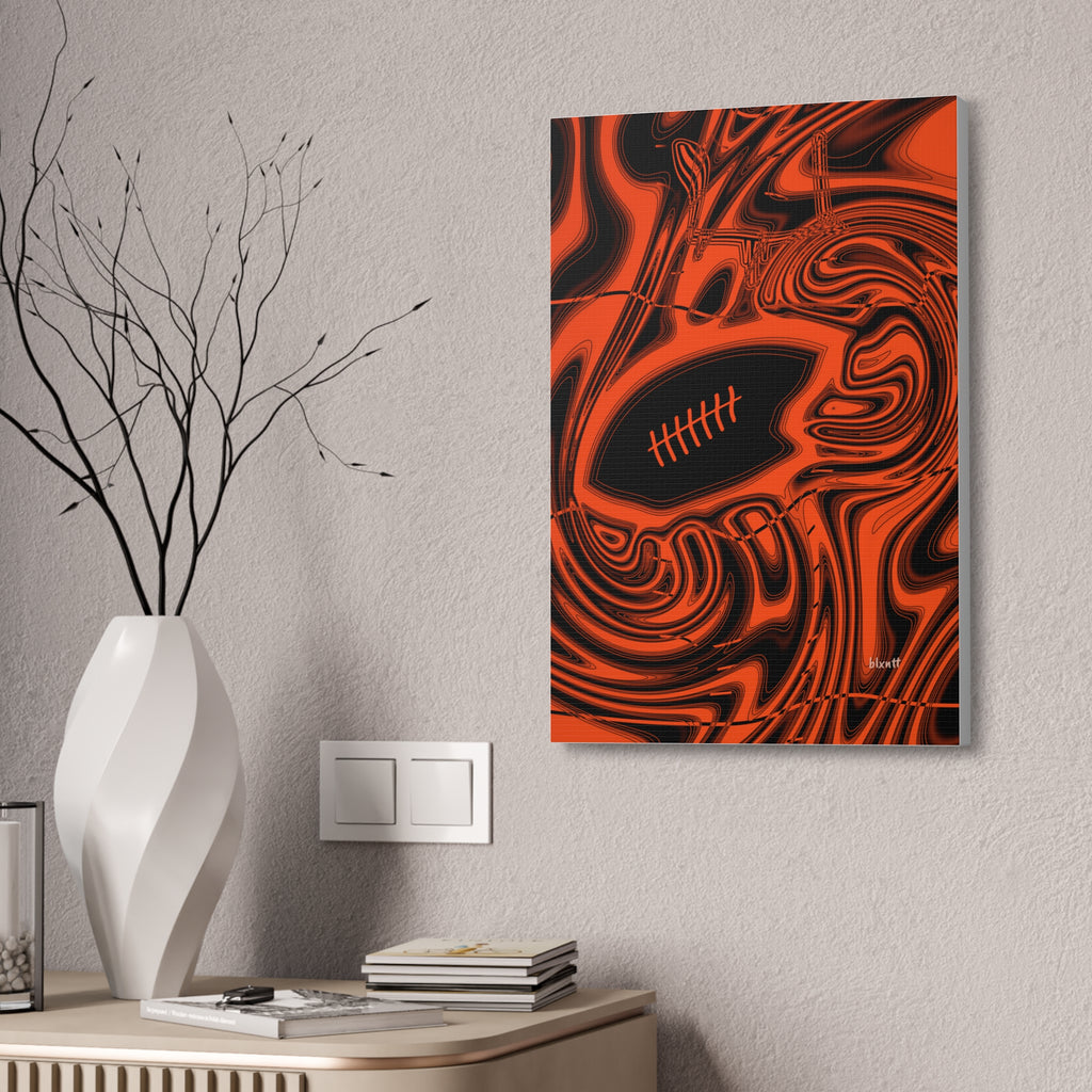 Orange & Black Trippy Football Glossy Canvas