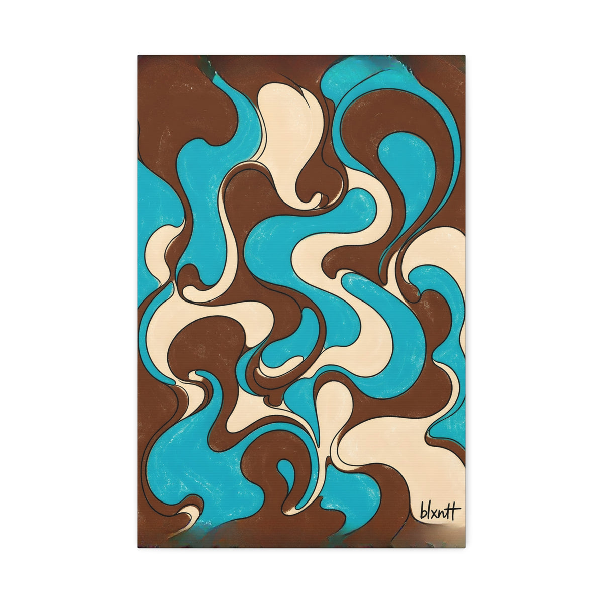 Fillmore Flow - Turquoise & Chocolate Glossy Canvas