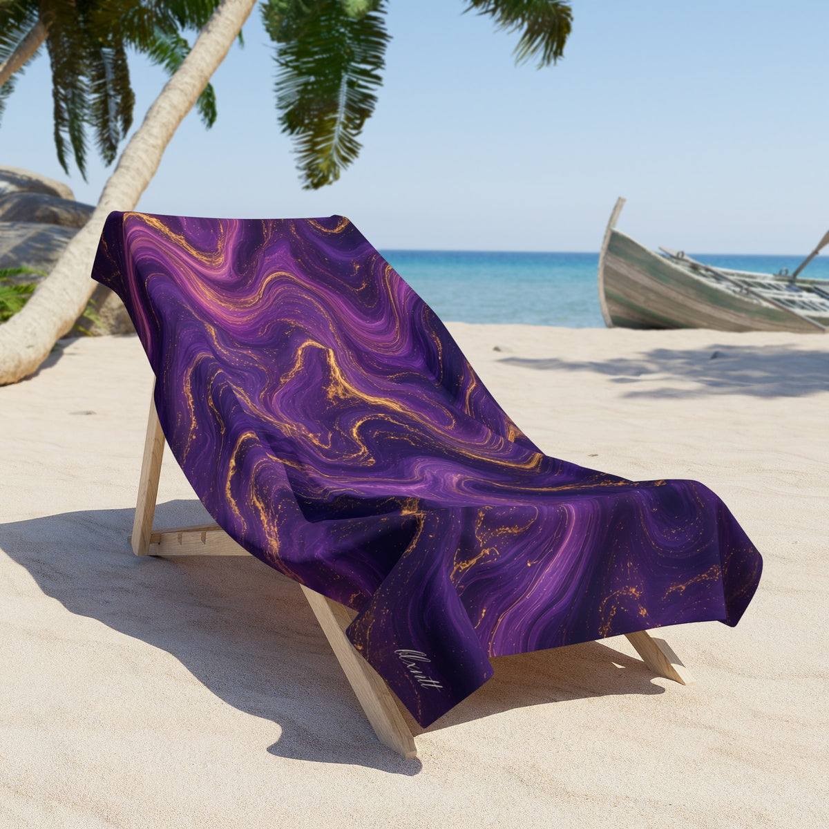 Royal Purple Marble Beach Towel