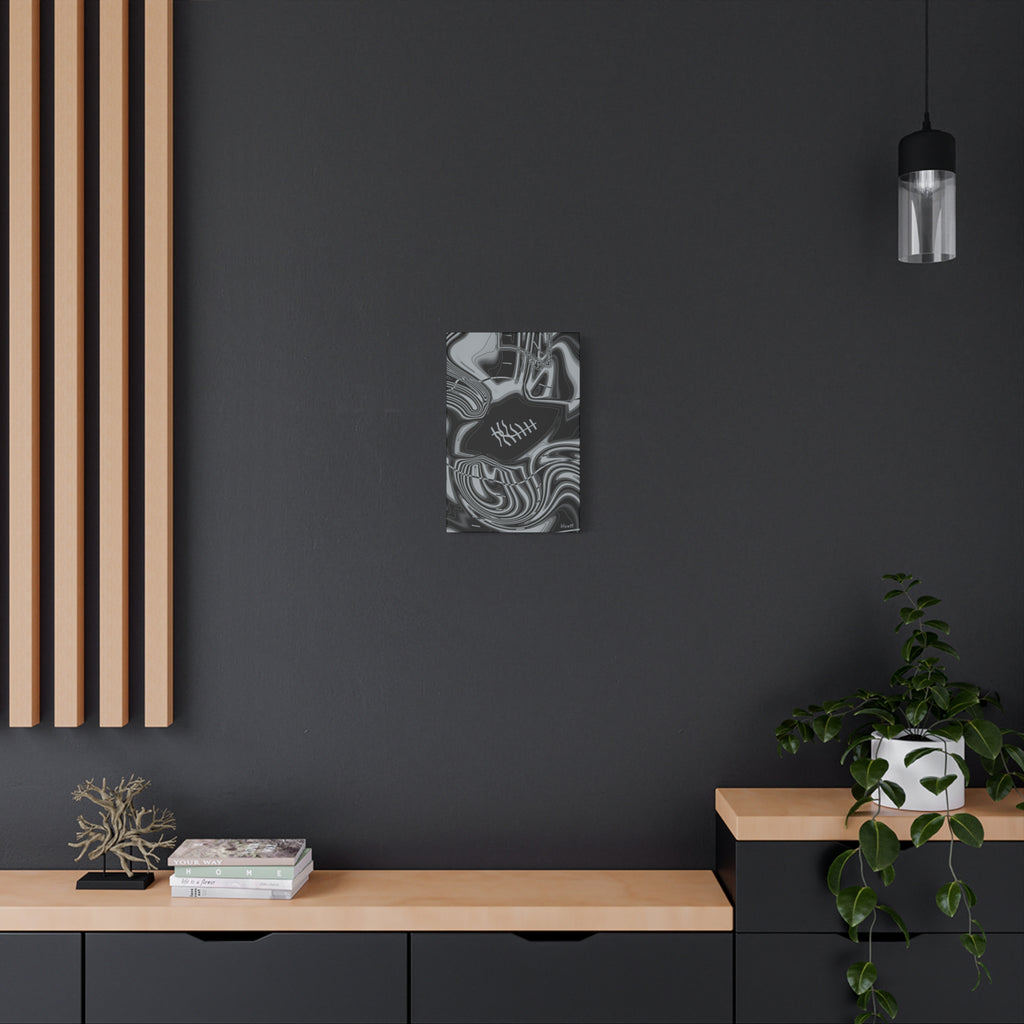 Black & Silver Trippy Football Canvas