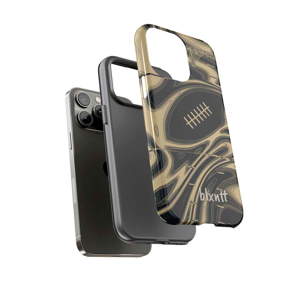 Old Gold & Black Trippy Football Phone Case