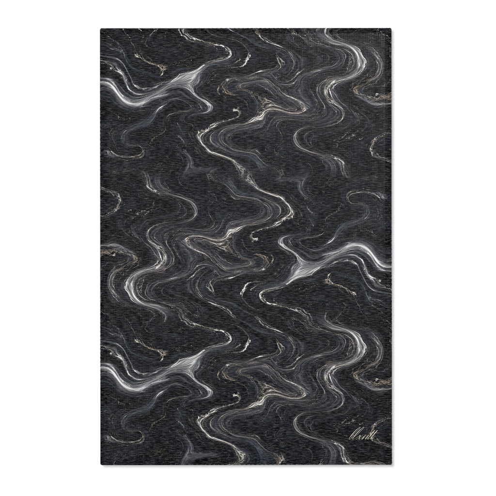 Black & Silver Marble Area Rug