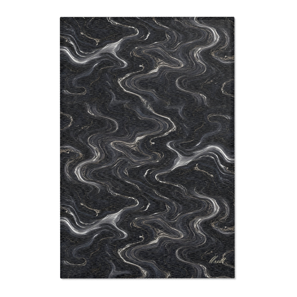 Black & Silver Marble Area Rug