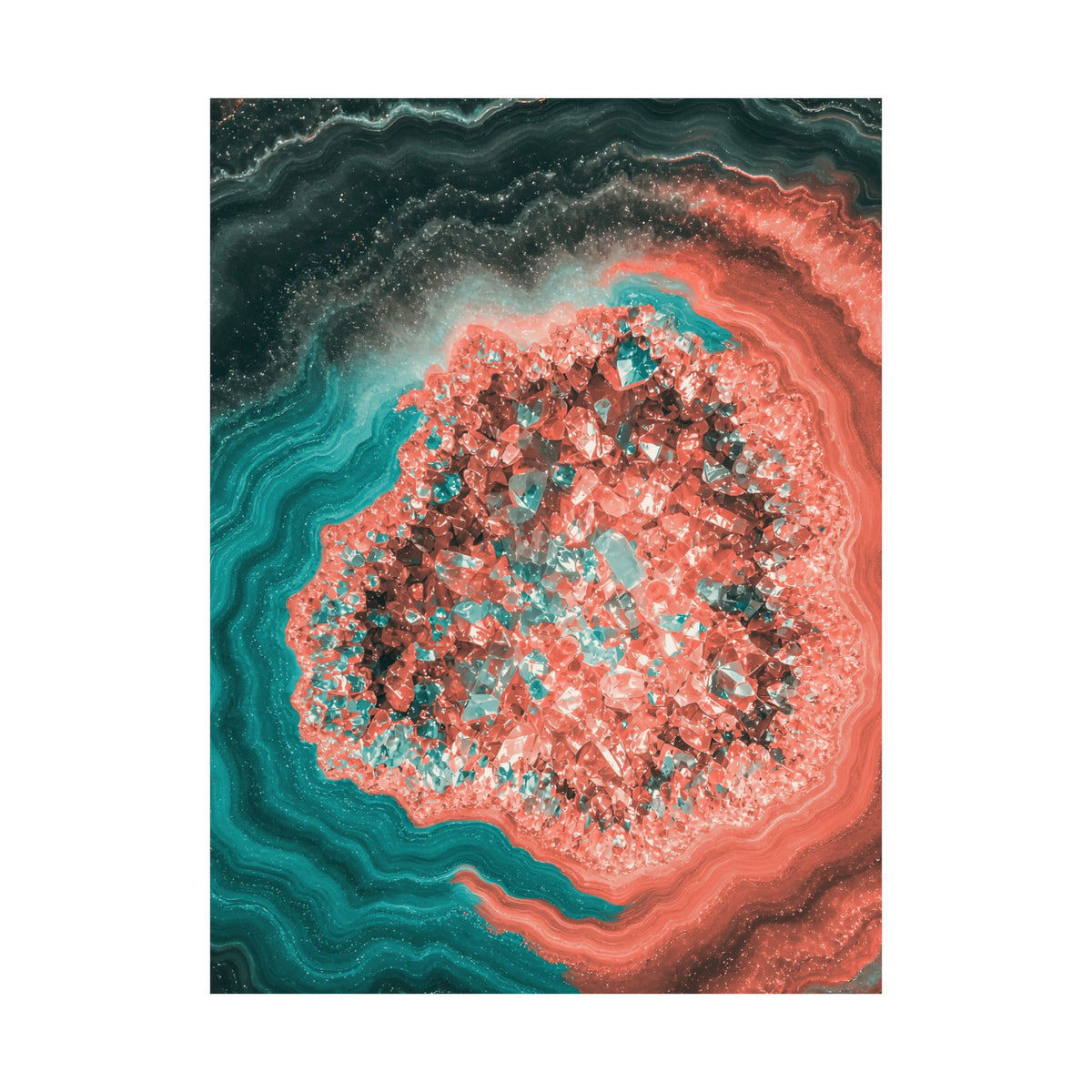 Geode Core - Coral Teal Poster