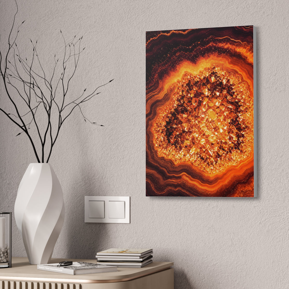 Geode Core - Molten Lava Glossy Canvas