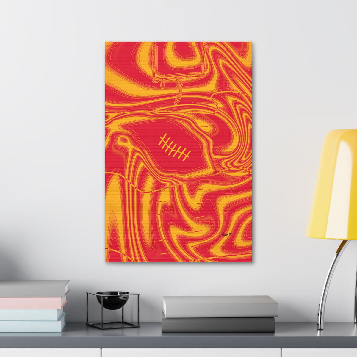Red & Yellow Trippy Football Glossy Canvas