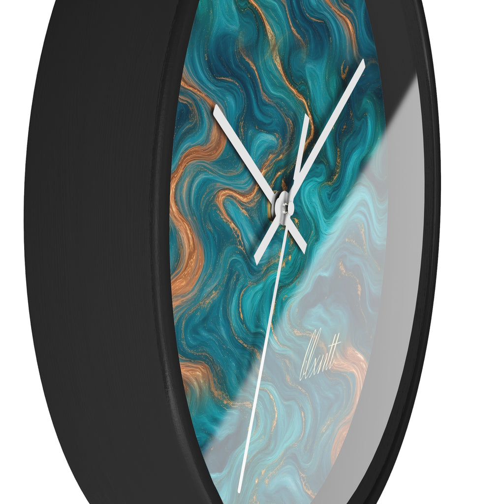 Turquoise & Copper Marble Wall Clock
