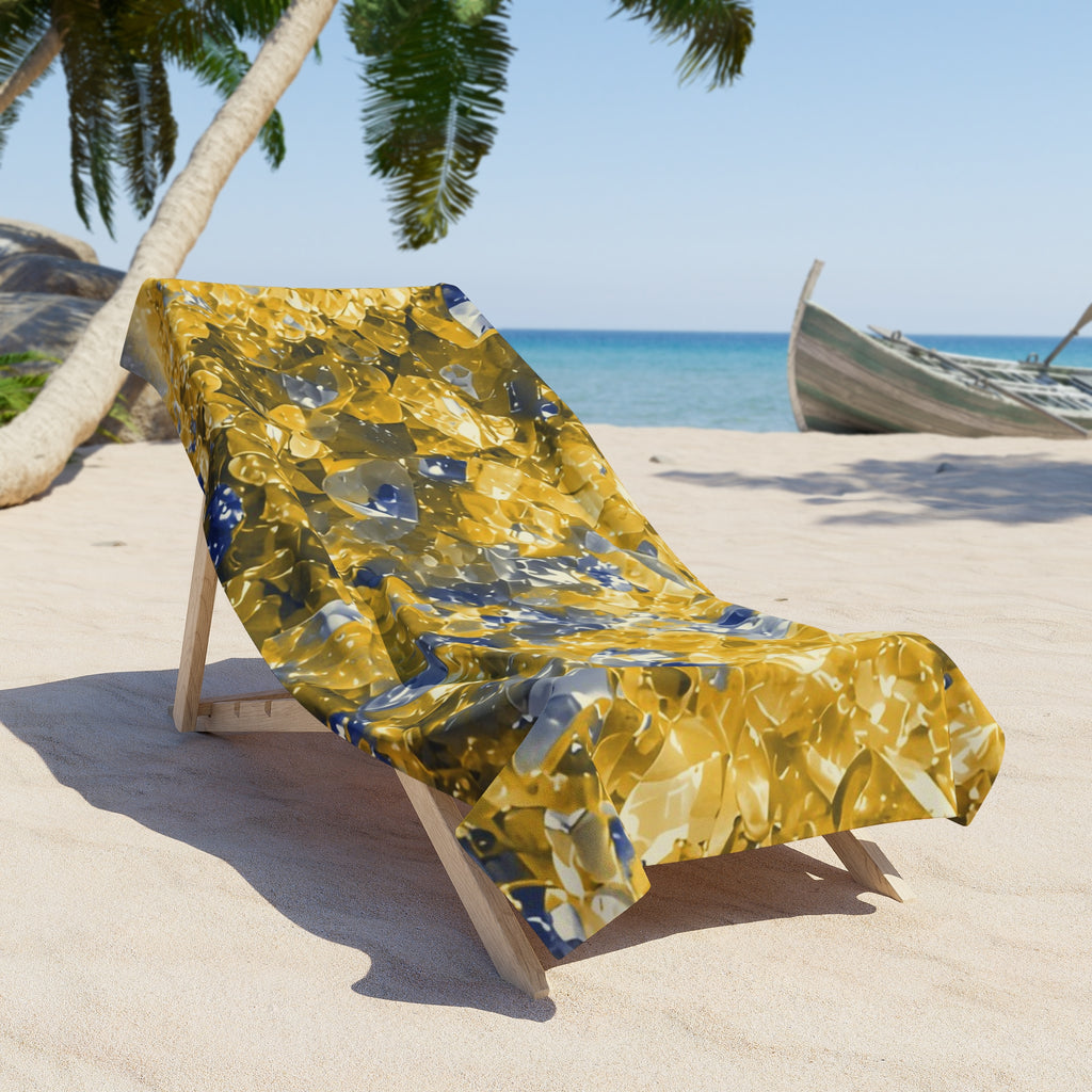 Geode Core - Mustard Navy Beach Towel