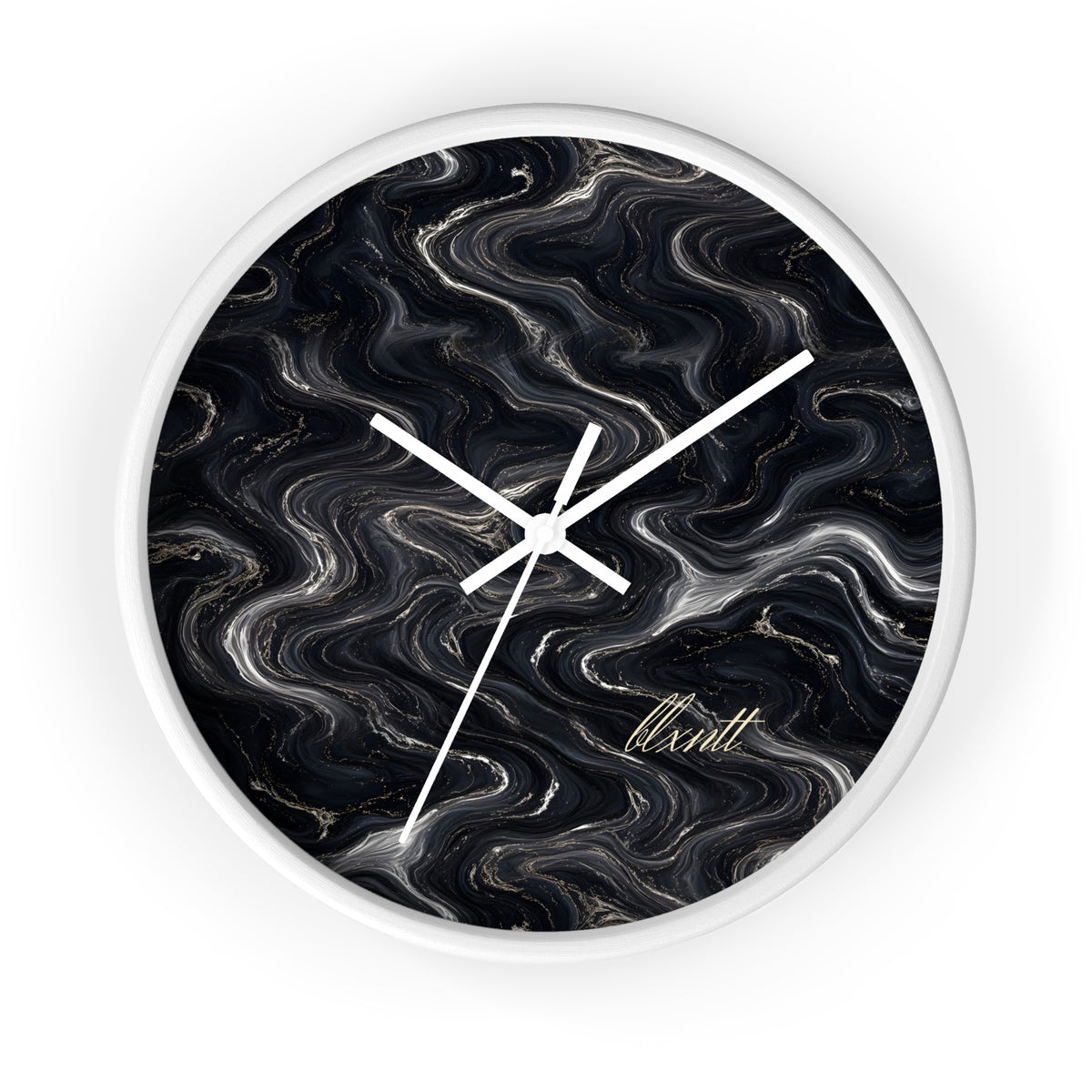 Black & Silver Marble Wall Clock