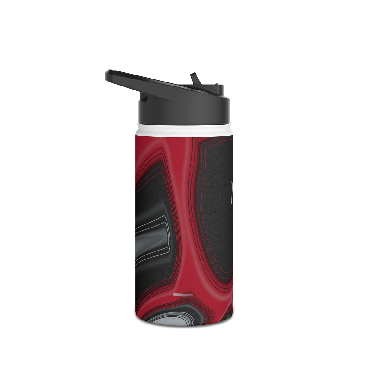 Red, Black & Silver Trippy Football Water Bottle