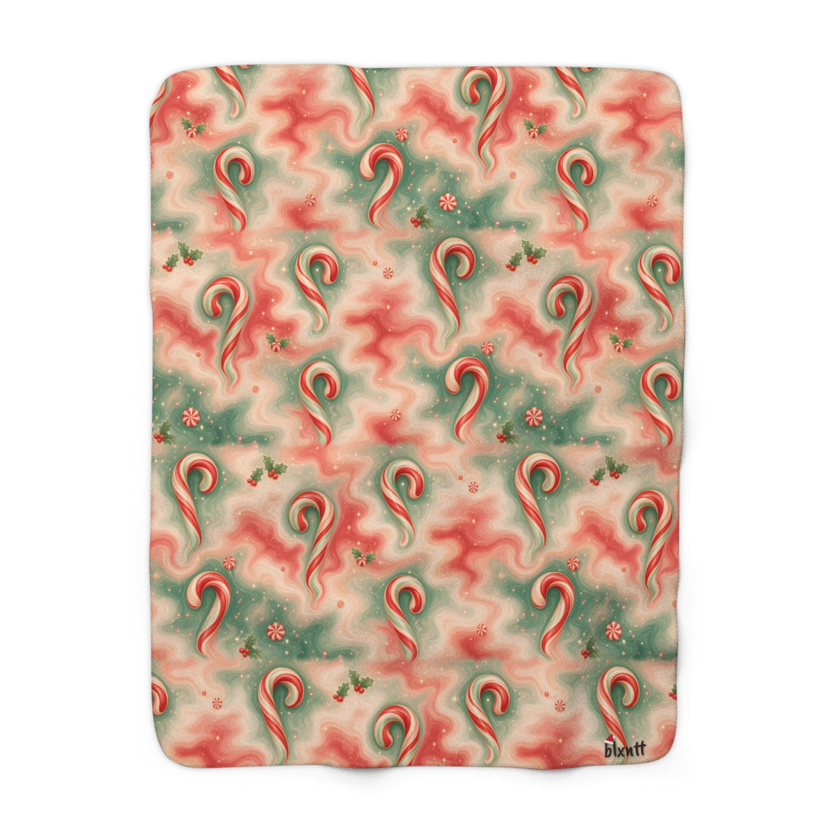 Candy Cane Trippy Christmas Sherpa Blanket