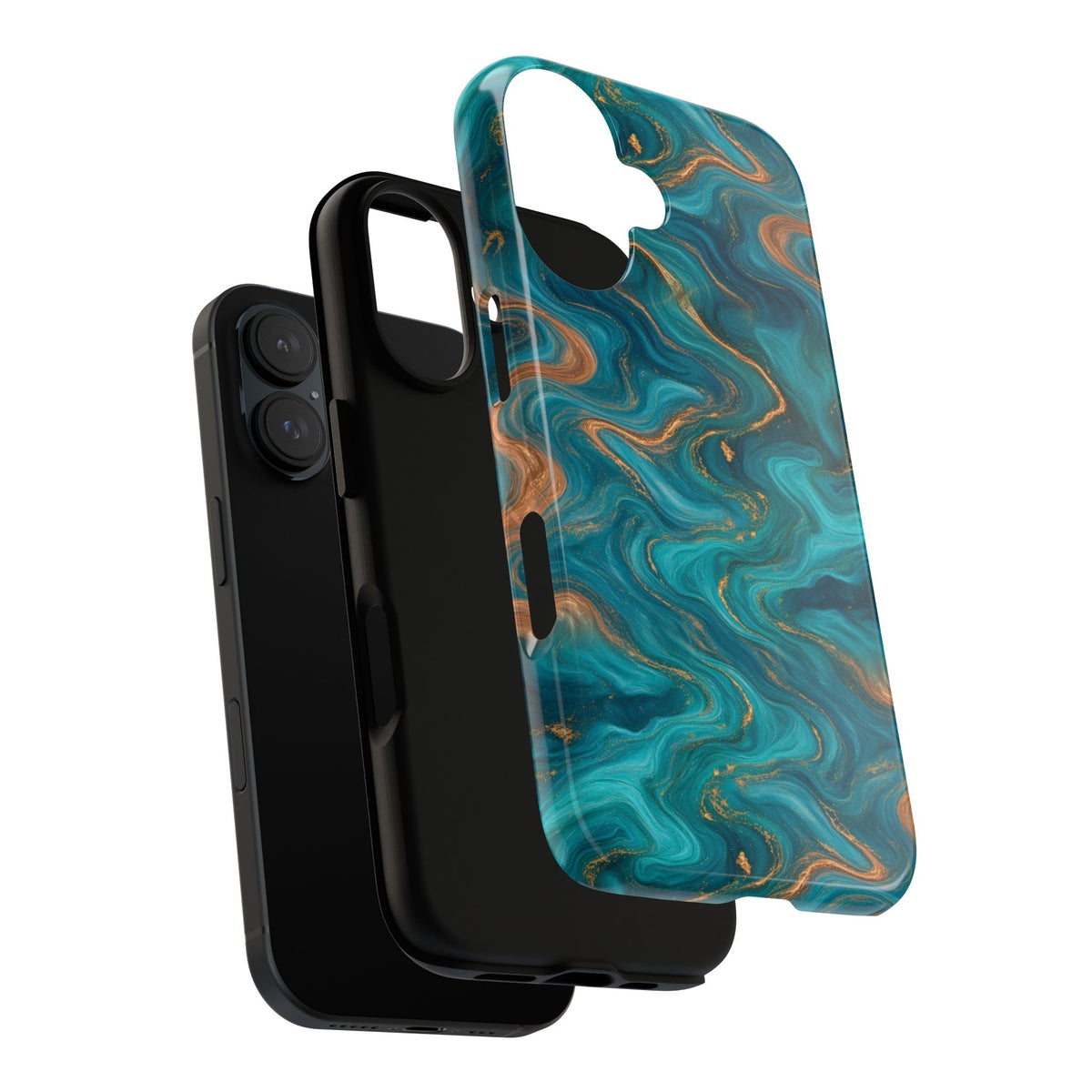 Turquoise & Copper Marble Phone Case