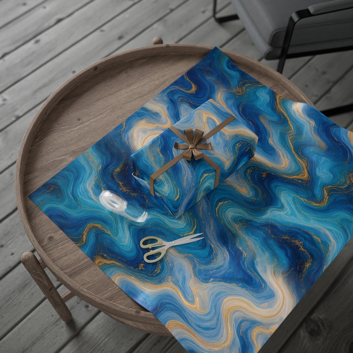 Ocean Blue Marble Wrapping Paper