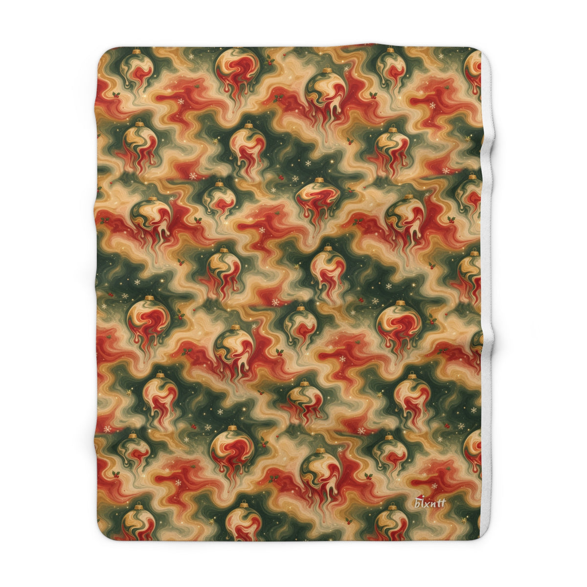 Melting Ornaments Trippy Christmas Sherpa Blanket