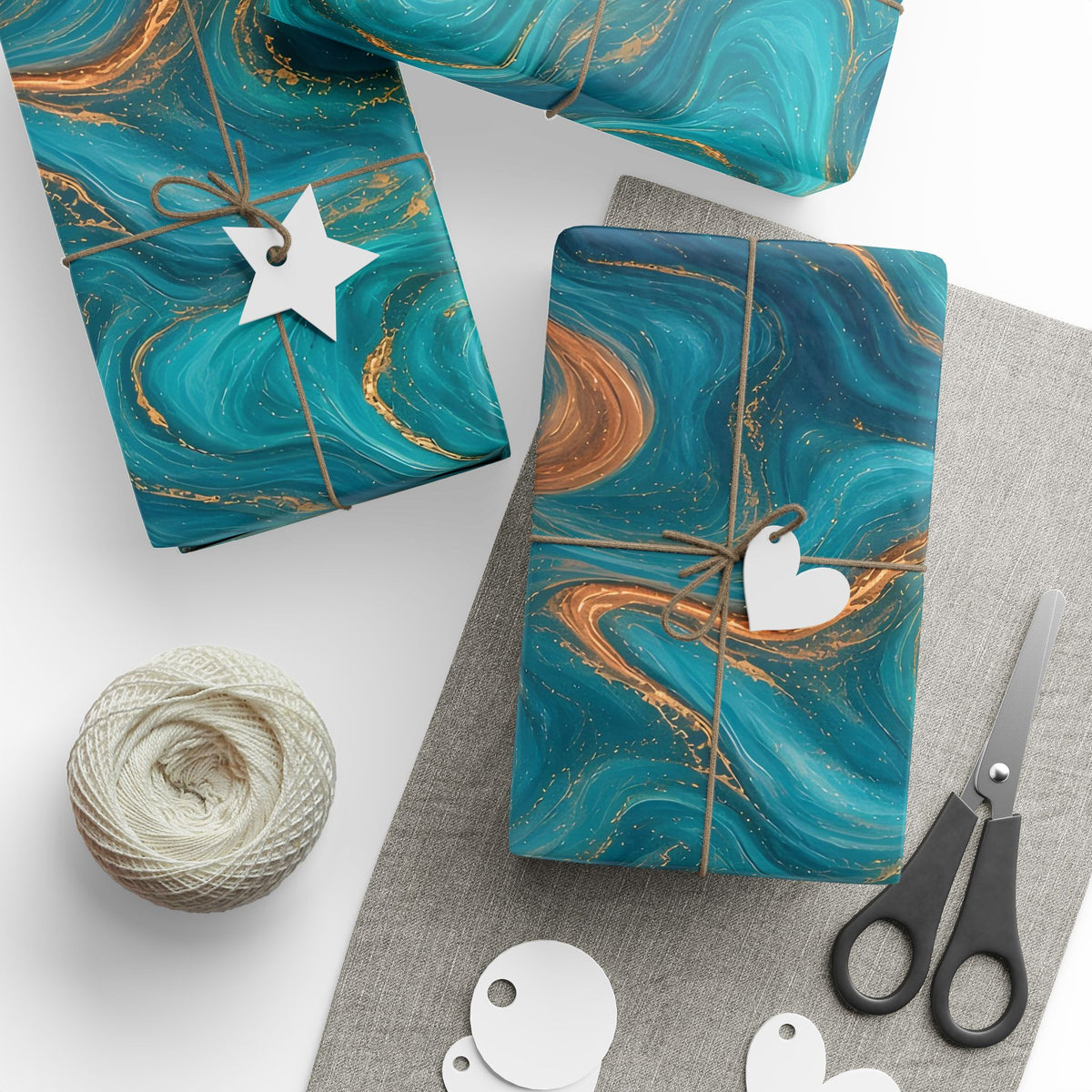 Turquoise & Copper Marble Wrapping Paper
