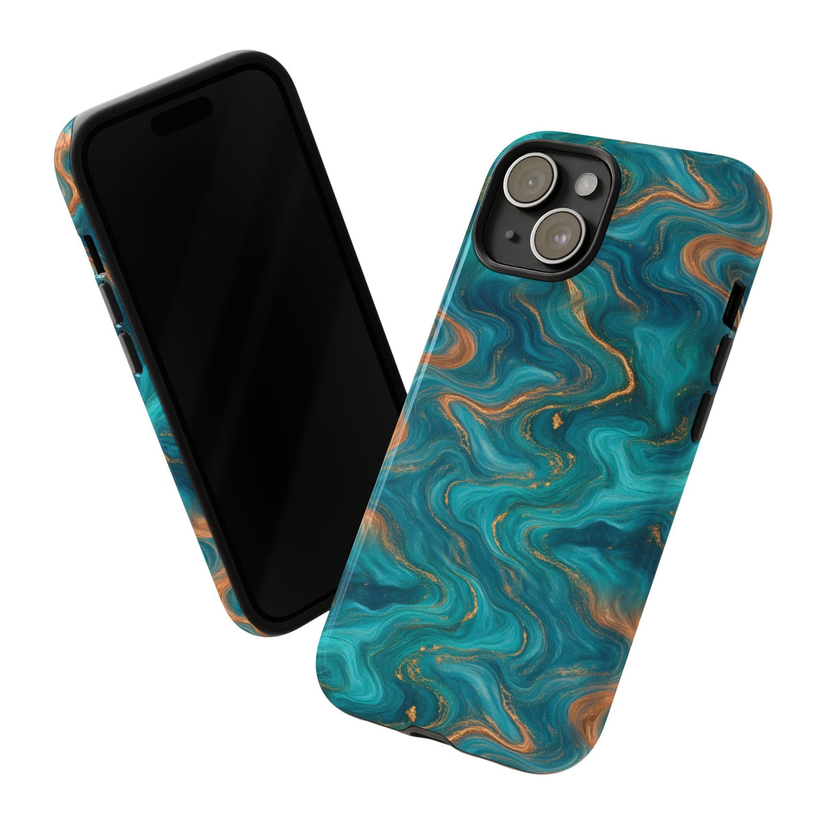 Turquoise & Copper Marble Phone Case