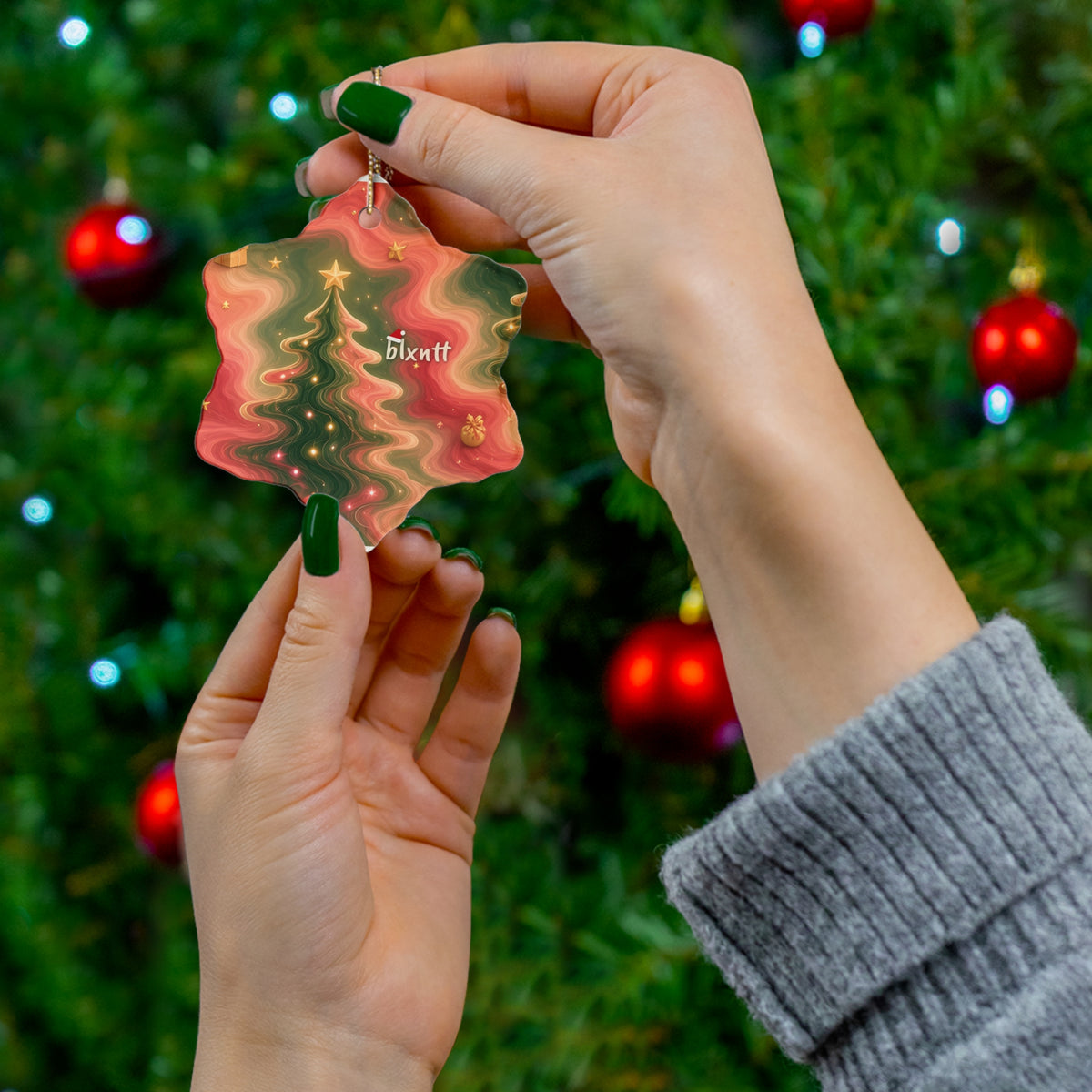 Trees Trippy Christmas Ornament