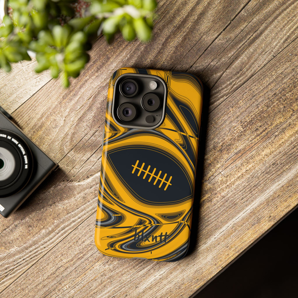 Black & Gold Trippy Football Phone Case