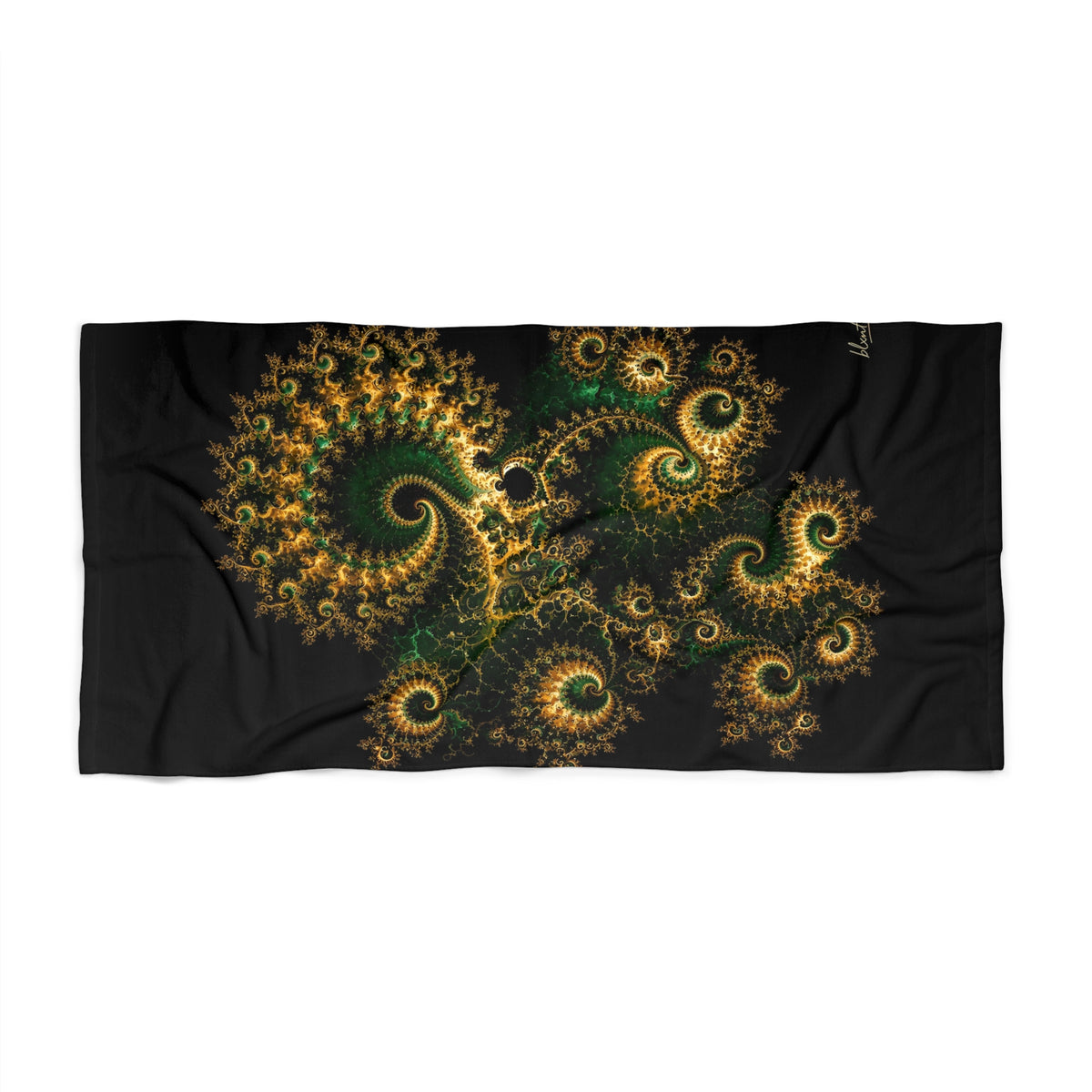 Copper Infinity - Emerald & Gold Beach Towel