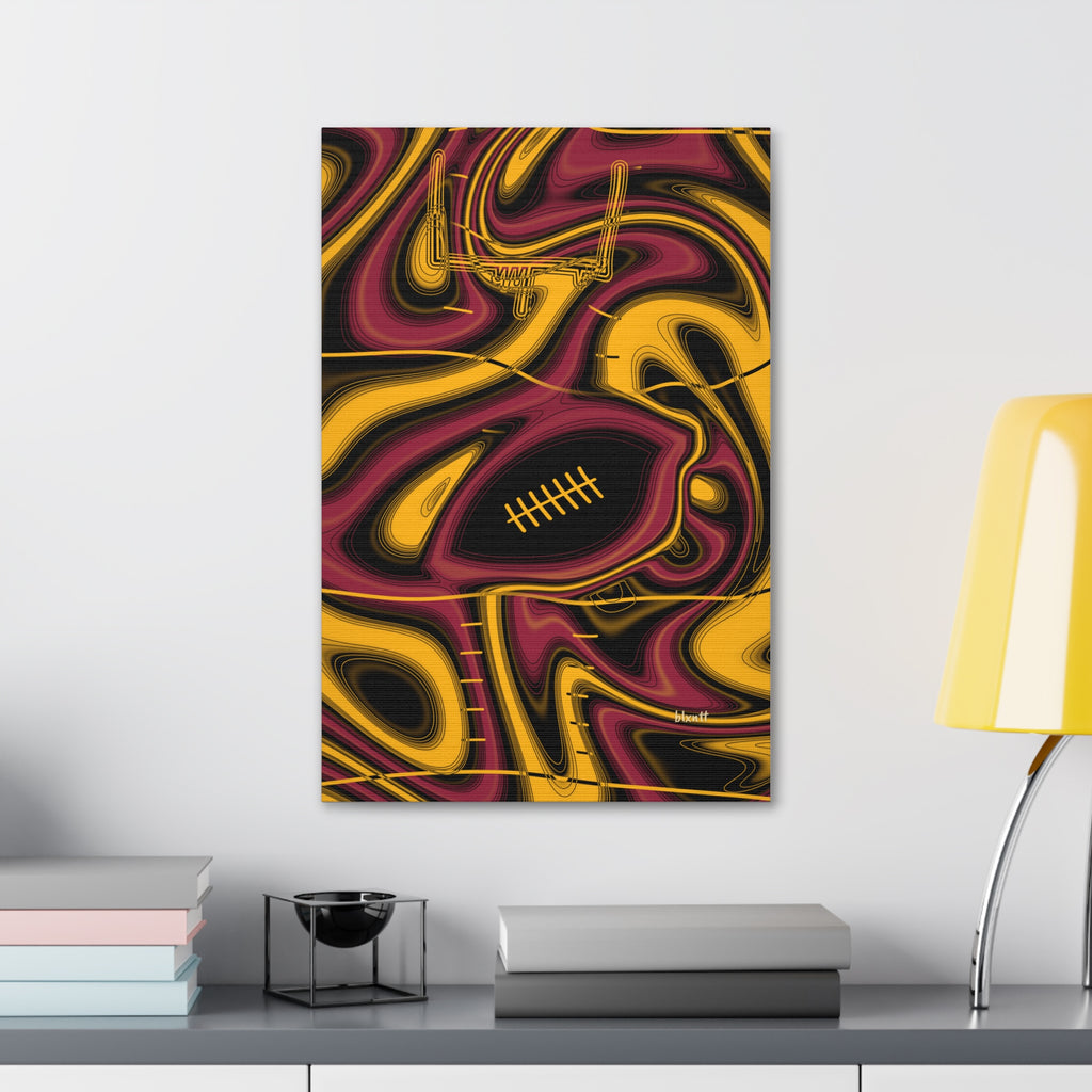 Cardinal Red, Black & Gold Trippy Football Glossy Canvas
